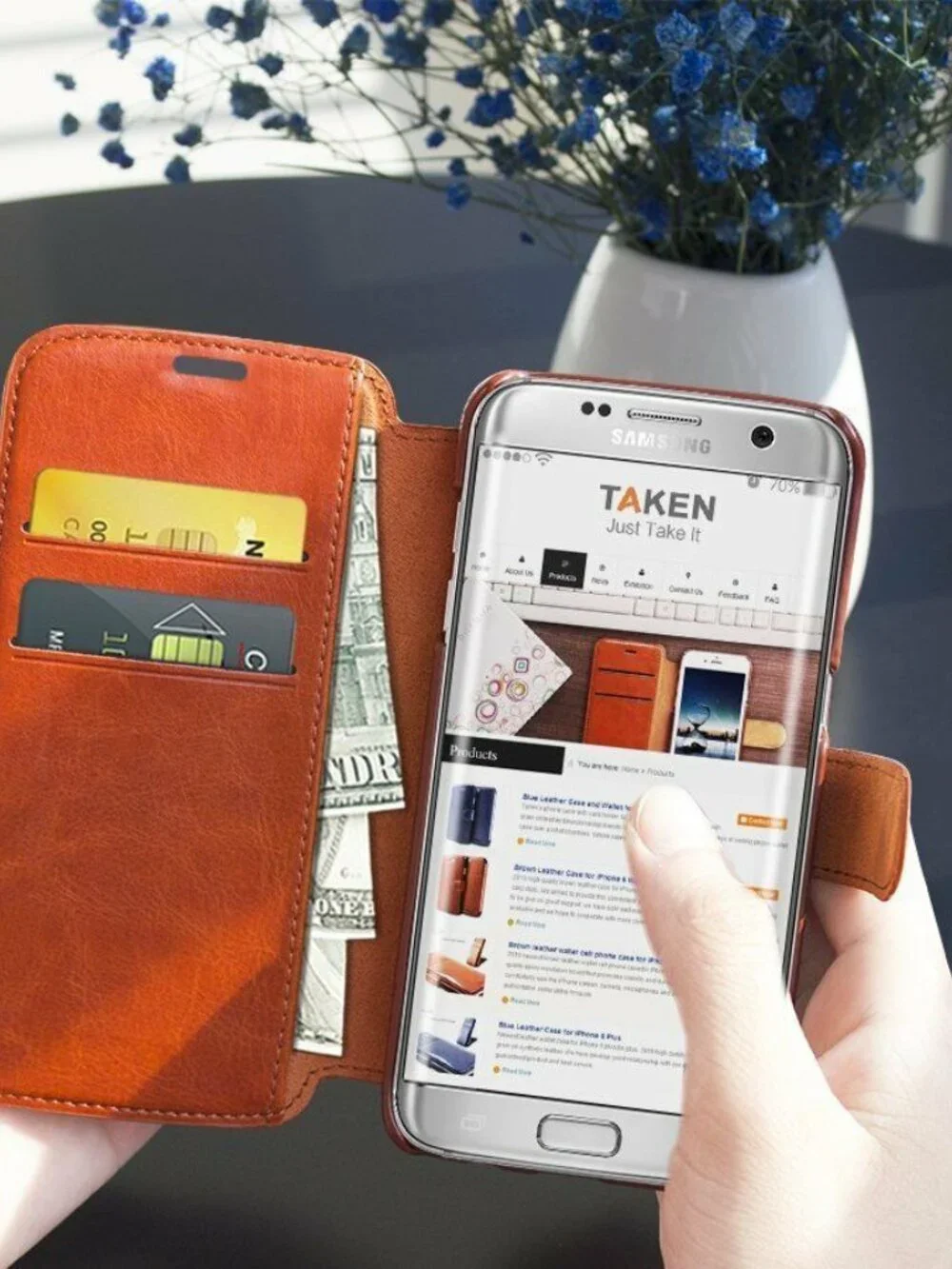 Lot of 3 New Phone Cases for Galaxy S7 Edge Wallet Magnetic Leather Silicone